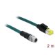 Delock M12 8pin X-code -> RJ45 Hirose M/M adatkábel 2m kék