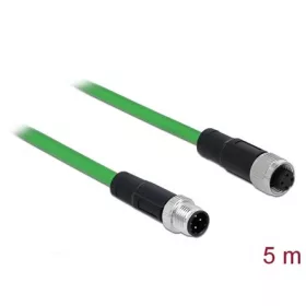   Delock M12 4pin D-code -> M12 4pin D-code M/F adatkábel 5m zöld
