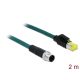 Delock M12 4pin D-code -> RJ45 Hirose M/M adatkábel 2m kék