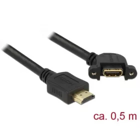   Delock HDMI 1.4 M/F video jelkábel 0.5m fekete panel mount, 110°