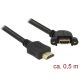 Delock HDMI 1.4 M/F video jelkábel 0.5m fekete panel mount, 110°