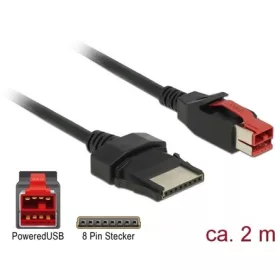   Delock Powered USB 24V -> POS 8pin M/M adatkábel 2m fekete