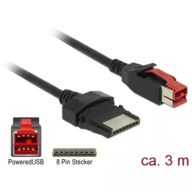   Delock Powered USB 24V -> POS 8pin M/M adatkábel 3m fekete