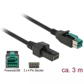   Delock Powered USB 12V -> POS 2x4pin M/F adatkábel 3m fekete