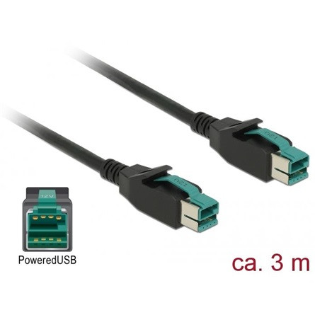 Delock Powered USB 12V -> Powered USB 12V M/M adatkábel 3m fekete