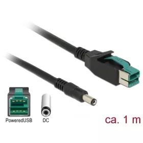   Delock Powered USB 12V -> DC 5.5 x 2.1mm M/F tápkábel 1m fekete