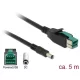 Delock PoweredUSB kábel apa 12 V > DC 5,5 x 2,1 mm apa 5 m, POS nyomtatókhoz és csatlakozókhoz