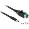 Delock PoweredUSB kábel apa 12 V > DC 5,5 x 2,1 mm apa 5 m, POS nyomtatókhoz és csatlakozókhoz