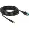 Delock PoweredUSB kábel apa 12 V > DC 5,5 x 2,1 mm apa 5 m, POS nyomtatókhoz és csatlakozókhoz