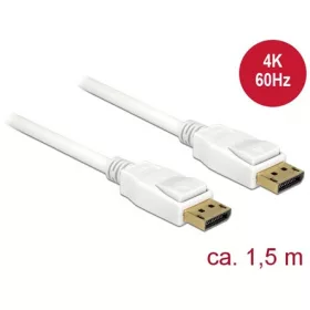   Delock DisplayPort 1.2 -> DisplayPort 1.2 M/M video kábel 1.5m fehér