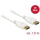 Delock DisplayPort 1.2 -> DisplayPort 1.2 M/M video kábel 1.5m fehér