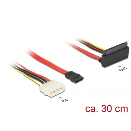 Delock SATA 3 Molex Power 4pin -> SATA 22pin F/F adatkábel 0.3m