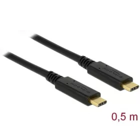   Delock USB-C 3.2 Gen2 -> USB-C 3.2 Gen2 M/M adatkábel 0.5m fekete PD 5A E-Marker