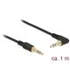Delock Jack stereo 3,5mm (3pin) -> Jack stereo 3,5mm (3pin) M/M audio kábel 1m fekete egyenes/90°