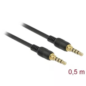   Delock Jack stereo 3,5mm (4pin) -> Jack stereo 3,5mm (4pin) M/M audio kábel 0.5m fekete