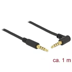   Delock Jack stereo 3,5mm (4pin) -> Jack stereo 3,5mm (4pin) M/M audio kábel 1m fekete 90°/egyenes