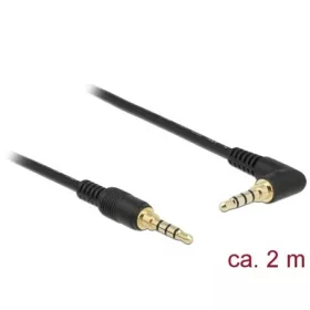   Delock Jack stereo 3,5mm (4pin) -> Jack stereo 3,5mm (4pin) M/M audio kábel 2m fekete 90°/egyenes