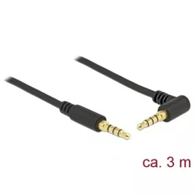   Delock Jack stereo 3,5mm (4pin) -> Jack stereo 3,5mm (4pin) M/M audio kábel 3m fekete 90°/egyenes