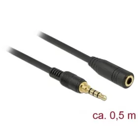   Delock Jack stereo 3,5mm (4pin) -> Jack stereo 3,5mm (4pin) M/F audio kábel hosszabbító 0.5m fekete