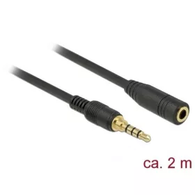   Delock Jack stereo 3,5mm (4pin) -> Jack stereo 3,5mm (4pin) M/F audio kábel 2m fekete