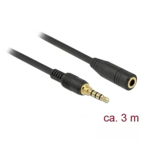   Delock Jack stereo 3,5mm (4pin) -> Jack stereo 3,5mm (4pin) M/F audio kábel hosszabbító 3m fekete