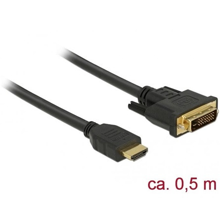 Delock bidirectional HDMI 1.4 -> DVI-D M/M video kábel 0.5m fekete