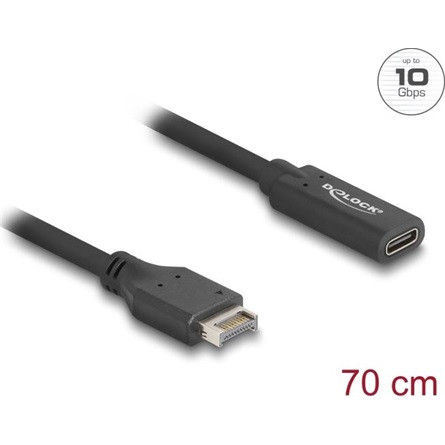 Delock USB-E A Key -> USB-C 3.2 Gen2 M/F adatkábel 0.7m fekete