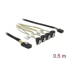   Delock SAS mini SFF-8087 -> 4db SATA M/F adatkábel 0.5m 90°
