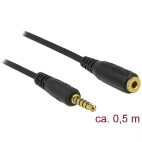   Delock Jack stereo 3,5mm (5pin) -> Jack stereo 3,5mm (5pin) M/F audio kábel hosszabbító 0.5m fekete