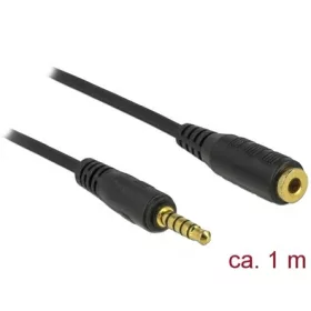   Delock Jack stereo 3,5mm (5pin) -> Jack stereo 3,5mm (5pin) M/F audio kábel hosszabbító 1m fekete