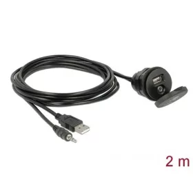   Delock Jack stereo 3,5mm (4pin) USB-A 2.0 -> Jack stereo 3,5mm (4pin) USB-A 2.0 M/F audio kábel hosszabbító 2m fekete zá