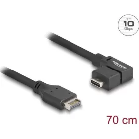   Delock USB-E A Key -> USB-C 3.2 Gen2 M/F adatkábel 0.7m fekete egyenes/90°