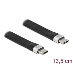   Delock lapos USB-C 3.2 Gen2 -> USB-C 3.2 Gen2 M/M adatkábel 0.13m fekete PD 3A E-Marker