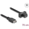 Delock USB-E A Key -> USB-C 3.2 Gen2 M/F adatkábel 0.7m fekete panel-mount
