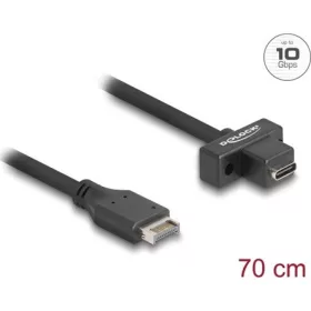   Delock USB-E A Key -> USB-C 3.2 Gen2 M/F adatkábel 0.7m fekete panel-mount