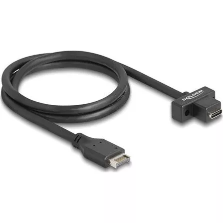 Delock USB-E A Key -> USB-C 3.2 Gen2 M/F adatkábel 0.7m fekete panel-mount