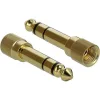 Delock Jack stereo 3,5mm (3pin) -> Jack stereo 3,5mm (3pin) M/F audio kábel hosszabbító 0.5m fekete 6,35mm-es adapterrel
