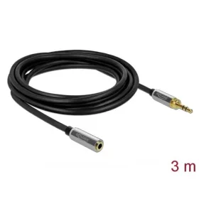   Delock Jack stereo 3,5mm (3pin) -> Jack stereo 3,5mm (3pin) M/F audio kábel hosszabbító 3m fekete 6,35mm-es adapterrel