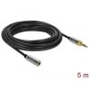 Delock Jack stereo 3,5mm (3pin) -> Jack stereo 3,5mm (3pin) M/F audio kábel hosszabbító 5m fekete 6,35mm-es adapterrel