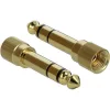 Delock Jack stereo 3,5mm (3pin) -> Jack stereo 3,5mm (3pin) M/M audio kábel 0.5m fekete 6,35mm-es adapterrel