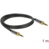 Delock Jack stereo 3,5mm (3pin) -> Jack stereo 3,5mm (3pin) M/M audio kábel 1m fekete 6,35mm-es adapterrel