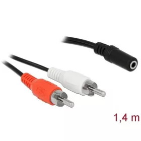   Delock 2db RCA -> Jack stereo 3,5mm (3pin) M/F audio kábel 1.4m fekete