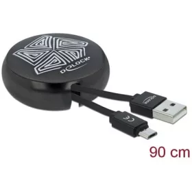   Delock USB-A 2.0 -> USB-B 2.0 micro M/M adatkábel 0.46m fekete visszahúzható