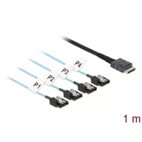 Delock OCuLink SFF-8611 -> 4db SATA M/F adatkábel 0.5m