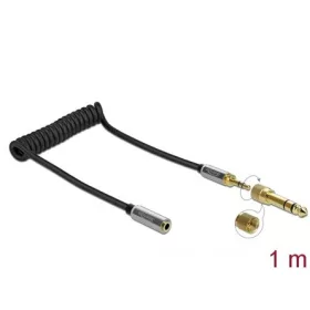   Delock Jack stereo 3,5mm (3pin) -> Jack stereo 3,5mm (3pin) M/F audio kábel hosszabbító 1m fekete +6,35mm adapter