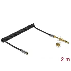   Delock Jack stereo 3,5mm (3pin) -> Jack stereo 3,5mm (3pin) M/F audio kábel hosszabbító 2m fekete +6,35mm adapter