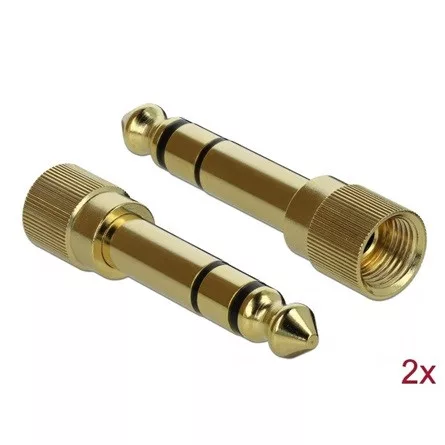Delock Jack stereo 3,5mm (3pin) -> Jack stereo 3,5mm (3pin) M/M audio kábel 1m fekete +6,35mm adapter