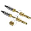 Delock Jack stereo 3,5mm (3pin) -> Jack stereo 3,5mm (3pin) M/M audio kábel 2m fekete +6,35mm adapter