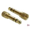 Delock Jack stereo 3,5mm (3pin) -> Jack stereo 3,5mm (3pin) M/M audio kábel 2m fekete +6,35mm adapter