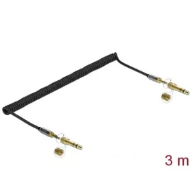   Delock Jack stereo 3,5mm (3pin) -> Jack stereo 3,5mm (3pin) M/M audio kábel 3m fekete +6,35mm adapter